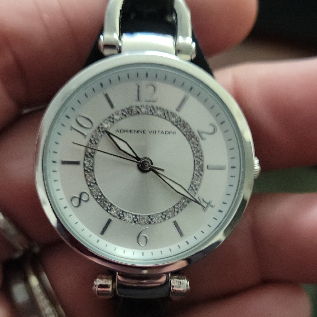 Adrienne Vittadini Black And Silver Timepiece